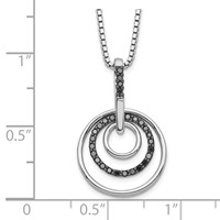 White Night Sterling Silver Rhodium-plated Black Diamond Circle Necklace with 2 Inch Extender, 18" view 3