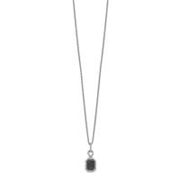 White Night Sterling Silver Rhodium-plated Black and White Diamond Rectangle Pendant Necklace with 2 Inch Extender, 18" view 2