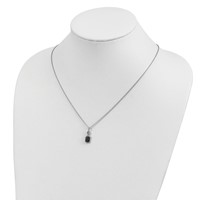 White Night Sterling Silver Rhodium-plated Black and White Diamond Rectangle Pendant Necklace with 2 Inch Extender, 18" view 5