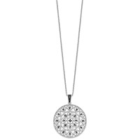 White Night Sterling Silver Rhodium-plated Black Diamond Circle Pendant Necklace with 2 Inch Extender - 18in view 2