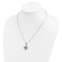 White Night Sterling Silver Rhodium-plated Black and White Diamond Necklace with 2 Inch Extender, 18" view 3