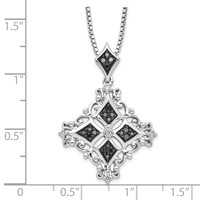 White Night Sterling Silver Rhodium-plated Black and White Diamond Necklace with 2 Inch Extender, 18" view 4