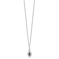 White Night Sterling Silver Rhodium-plated Black and White Diamond Necklace with 2 Inch Extender, 18" view 2
