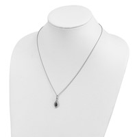 White Night Sterling Silver Rhodium-plated Black and White Diamond Necklace with 2 Inch Extender, 18" view 3