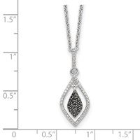White Night Sterling Silver Rhodium-plated Black and White Diamond Necklace with 2 Inch Extender, 18" view 4