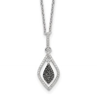 White Night Sterling Silver Rhodium-plated Black and White Diamond Necklace with 2 Inch Extender, 18" view 1