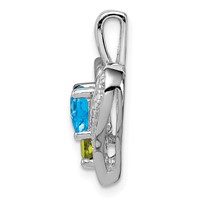 Sterling Silver Rhodium-plated Blue Topaz Peridot Diamond Pendant view 2