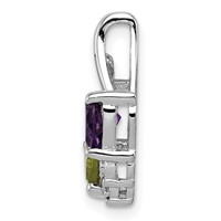 Sterling Silver Rhodium-plated Amethyst & Peridot Diamond Pendant view 2