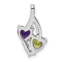 Sterling Silver Rhodium-plated Amethyst & Peridot Diamond Pendant view 4