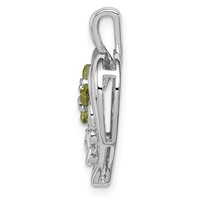 Sterling Silver Rhodium-plated Amethyst and Peridot Diamond Pendant view 2