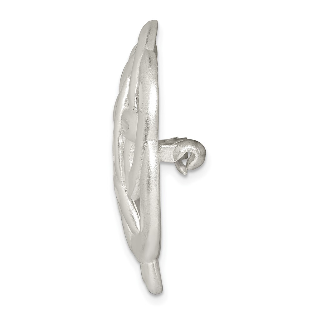 Sterling Silver Satin Finish Diamond Cut Celtic Knot Pin (QP389)