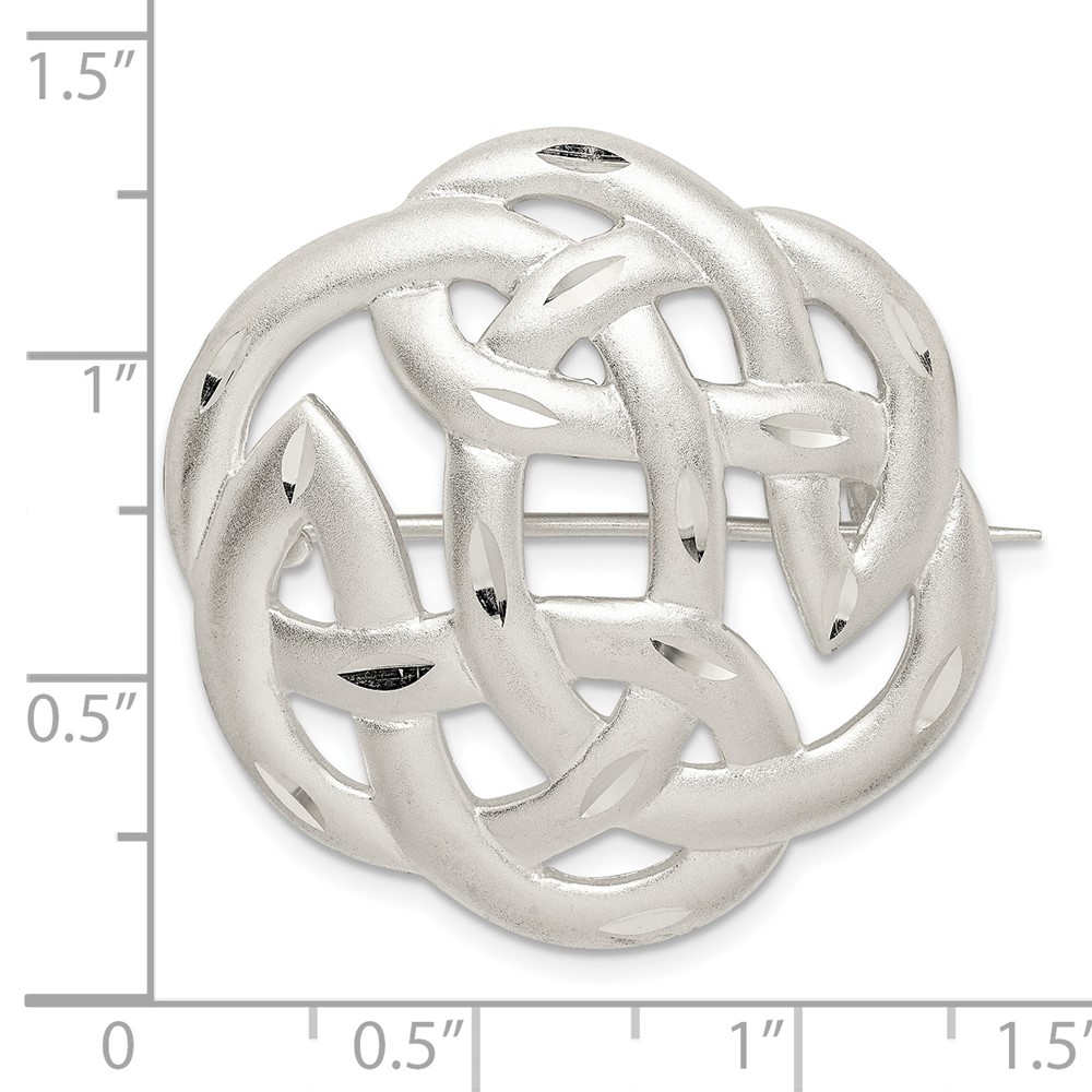Sterling Silver Satin Finish Diamond Cut Celtic Knot Pin (QP389)