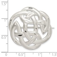 Sterling Silver Satin Finish Diamond-cut Celtic Knot Brooch Pin view 3