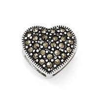 Sterling Silver Marcasite Heart Pendant view 1
