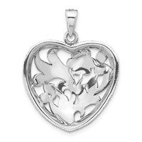 Sterling Silver Polished & Antiqued Marcasite Floral Heart Pendant view 4