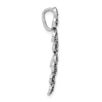 Sterling Silver Antiqued Marcasite Flower Chain Slide Pendant view 2