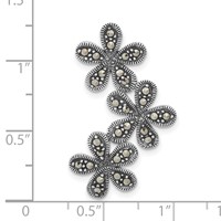 Sterling Silver Antiqued Marcasite Flower Chain Slide Pendant view 3