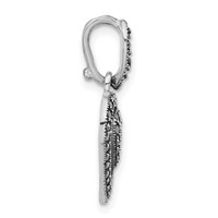 Sterling Silver Polished & Antiqued Marcasite Heart Pendant view 2