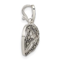 Sterling Silver Antiqued Marcasite Heart Pendant view 2