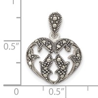 Sterling Silver Antiqued Marcasite Heart Pendant view 3