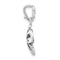 Sterling Silver Polished & Antiqued Marcasite Flower Pendant view 2