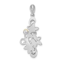 Sterling Silver Antiqued Marcasite & Freshwater Cultured Pearl Floral Slide Pendant view 4