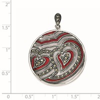 Sterling Silver Marcasite & Red Epoxy Heart Pendant view 2