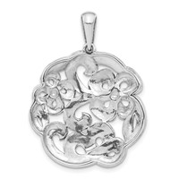 Sterling Silver Polished & Antiqued Marcasite Flower Pendant view 4
