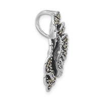 Sterling Silver Antiqued Marcasite Flower Chain Slide Pendant view 2