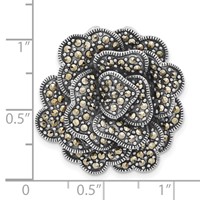 Sterling Silver Antiqued Marcasite Flower Chain Slide Pendant view 3