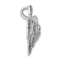 Sterling Silver Antiqued Marcasite Flower Chain Slide Pendant view 2
