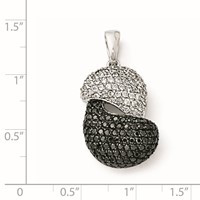 Sterling Silver & Black Rhodium Black & White CZ Pendant view 2