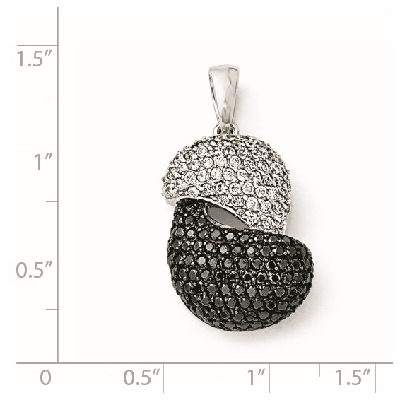 Sterling Silver & Black Rhodium Black & White CZ Pendant