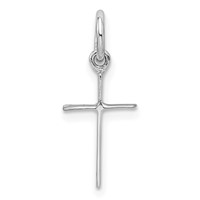 Sterling Silver Rhodium-plated Polished Cross Pendant view 4