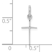 Sterling Silver Rhodium-plated Polished Cross Pendant view 3