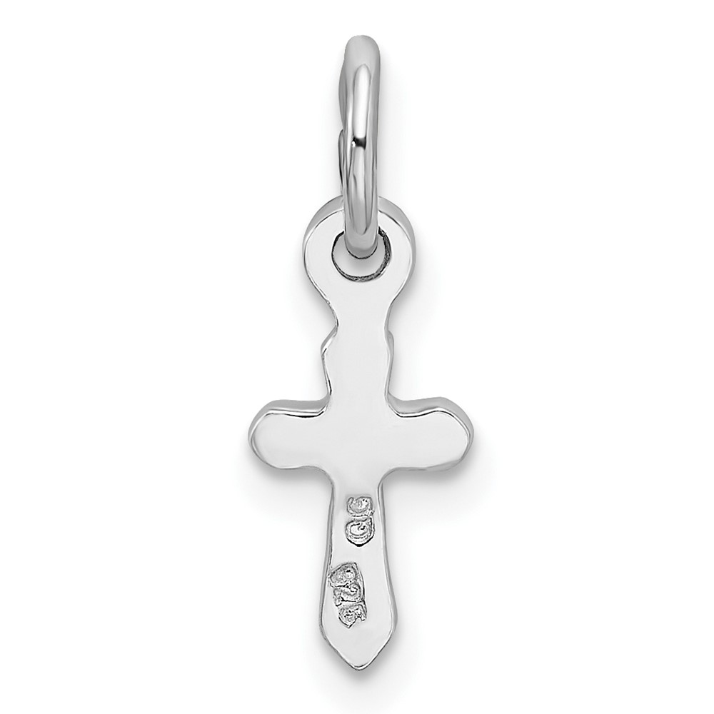 Sterling Silver RH-pltd Child's Apr Clear Preciosca Crystal Cross Pendant (QP4033APR)