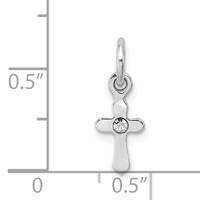 Sterling Silver Rhodium-plated Crystal Cross Petite Pendant view 4