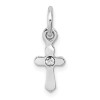 Sterling Silver Rhodium-plated Crystal Cross Petite Pendant view 1