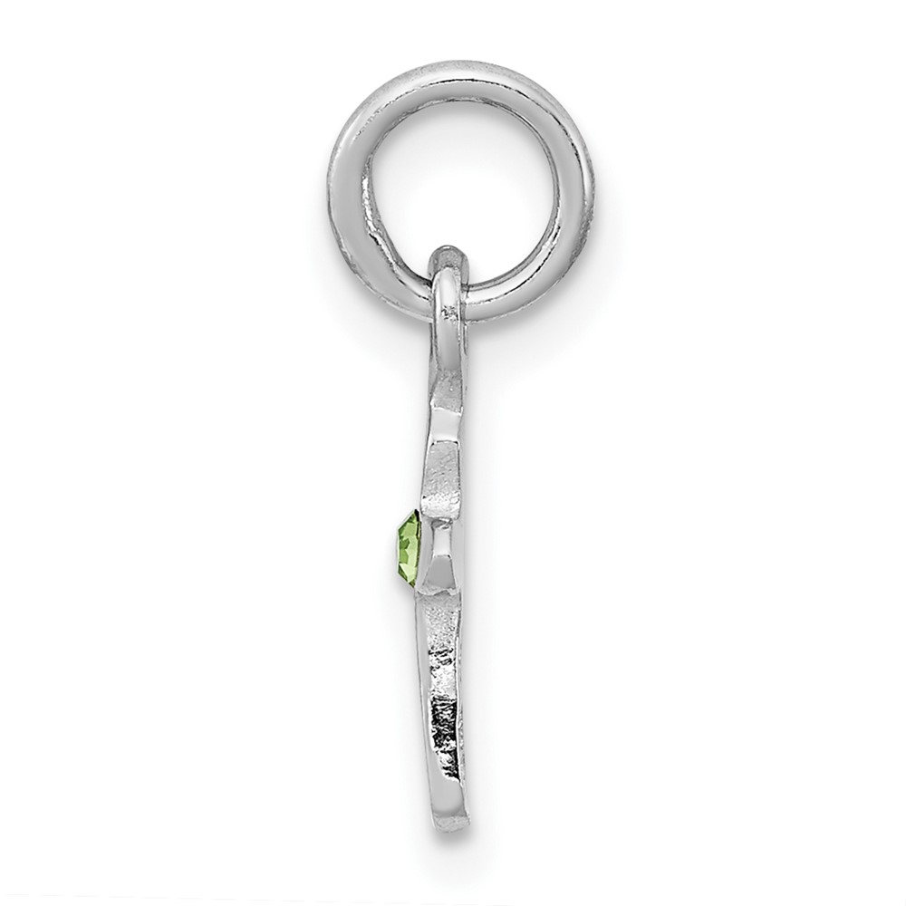 Sterling Silver RH-pltd Child's Aug Lt Green Preciosca Crystal Cross Penda (QP4033AUG)