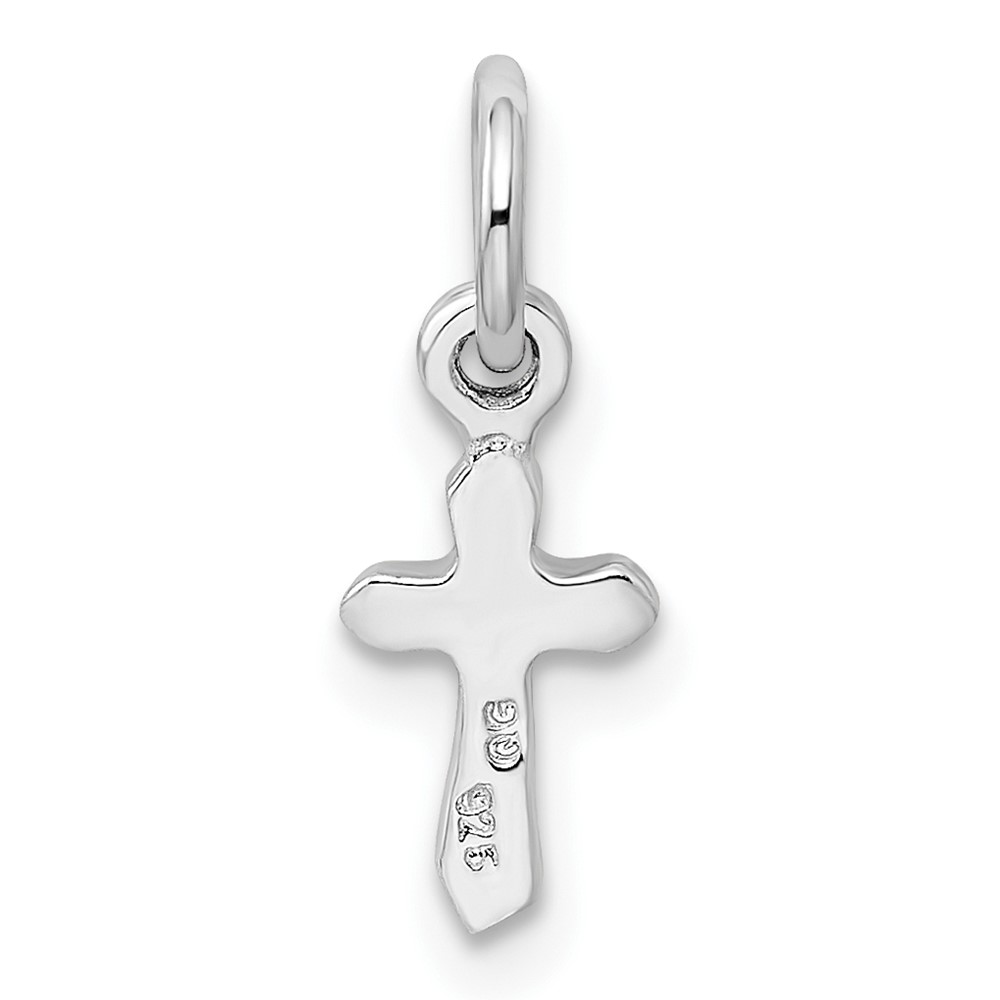 Sterling Silver RH-pltd Child's Aug Lt Green Preciosca Crystal Cross Penda (QP4033AUG)