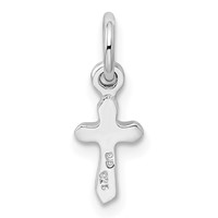 Sterling Silver Rhodium-plated Light Green Crystal Cross Petite Pendant view 3