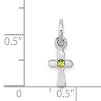 Sterling Silver Rhodium-plated Light Green Crystal Cross Petite Pendant view 4