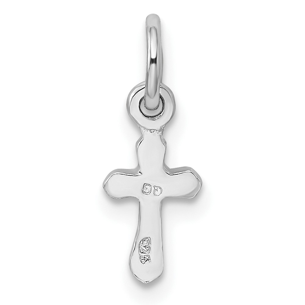 Sterling Silver RH-pltd Child's Dec Blue Preciosca Crystal Cross Pendant (QP4033DEC)