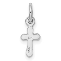 Sterling Silver Rhodium-plated Blue Crystal Cross Petite Pendant view 3