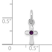 Sterling Silver Rhodium-plated Purple Crystal Cross Petite Pendant view 4