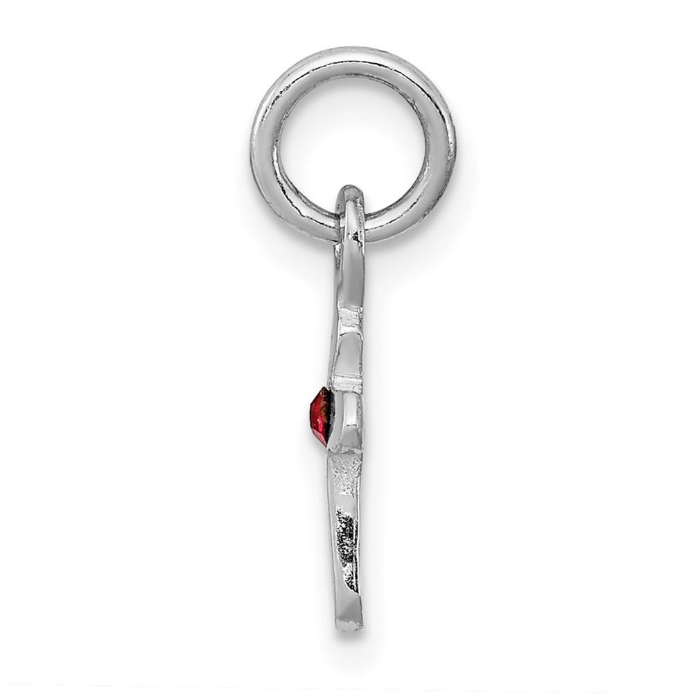 Sterling Silver RH-pltd Child's Jan Red Preciosca Crystal Cross Pendant (QP4033JAN)