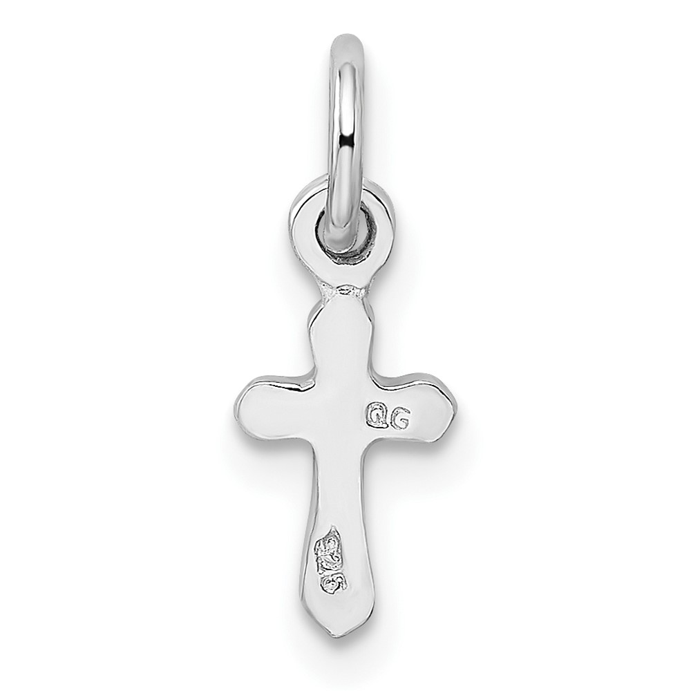 Sterling Silver RH-pltd Child's Jan Red Preciosca Crystal Cross Pendant (QP4033JAN)