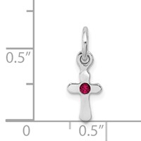 Sterling Silver Rhodium-plated Red Crystal Cross Petite Pendant view 4
