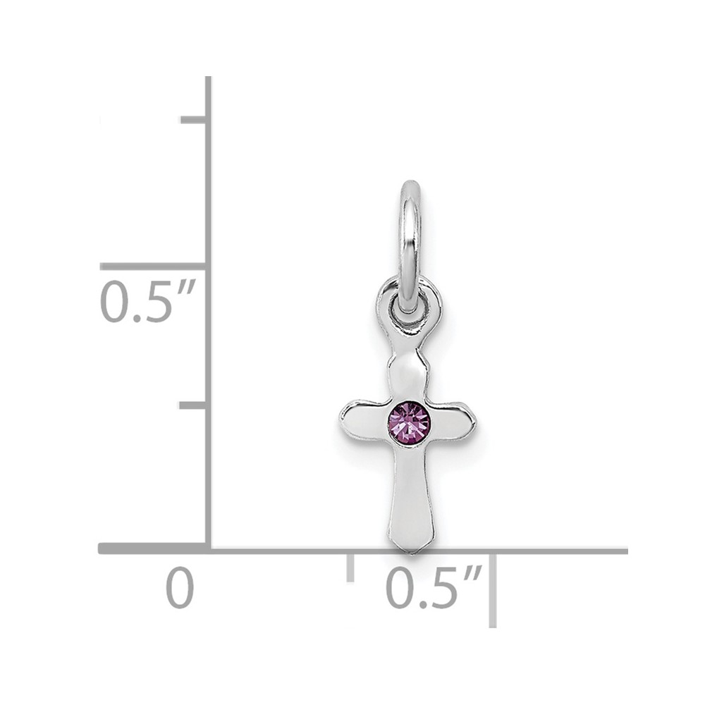 Sterling Silver RH-pltd Child's June Preciosca Crystal Cross Pendant (QP4033JUN)