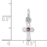 Sterling Silver Rhodium-plated Lavendar Crystal Cross Petite Pendant view 4